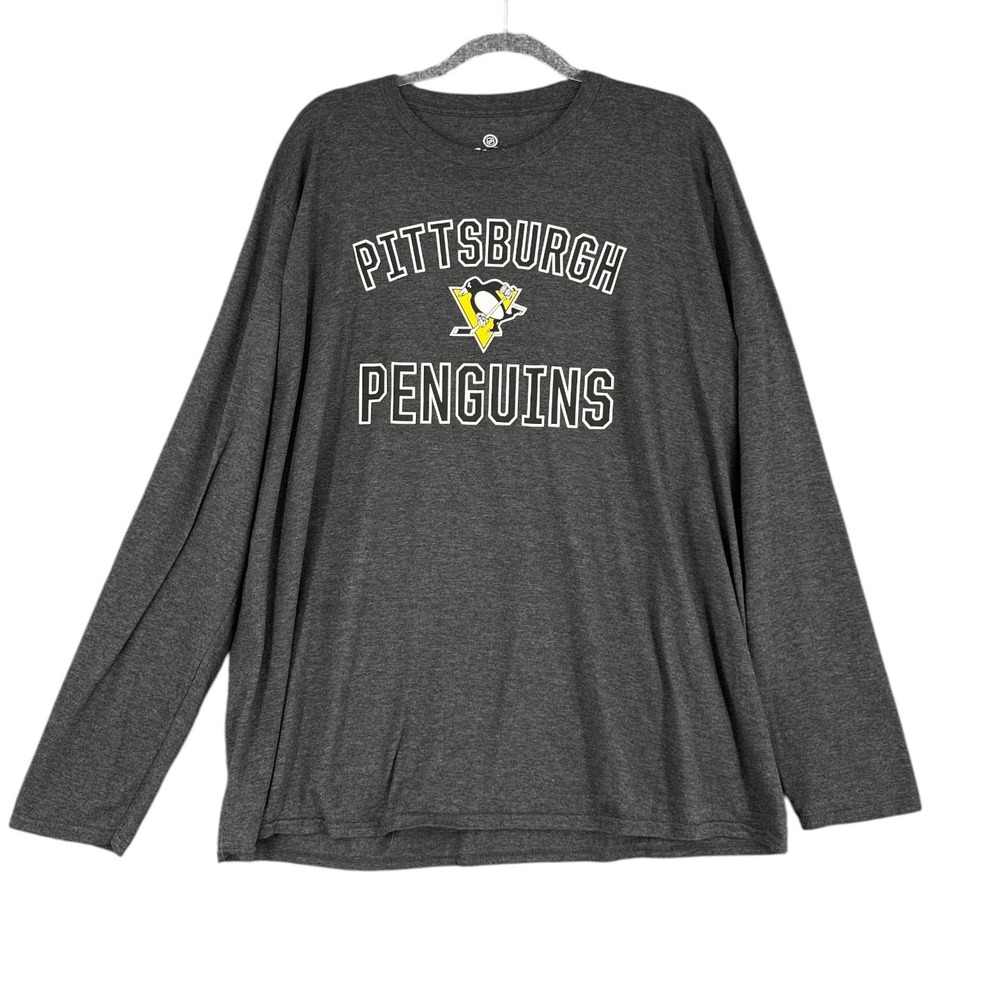 Pittsburgh Penguins NHL Fanatics Long Sleeve T-Shirt Mens 2XL Gray‎ Hockey